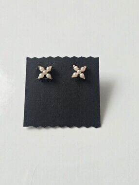 Pearl Cluster Stud Earrings - Gold Tone